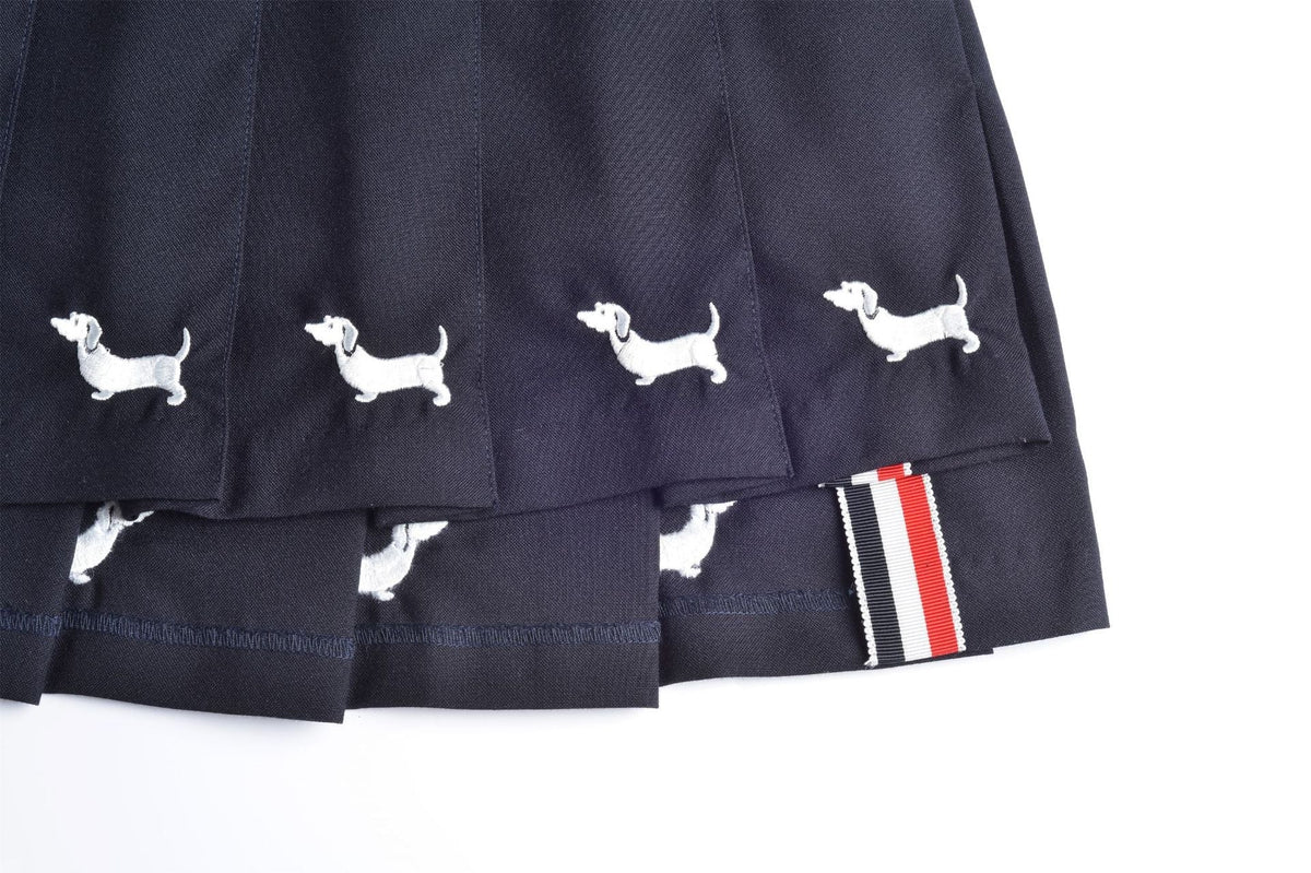 Women's Dog-Motif Pleated Mini Skirt | Thom Browne