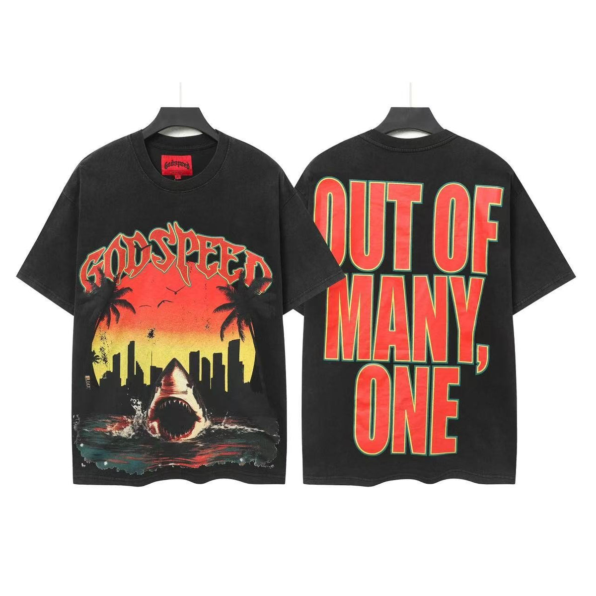 Godspeed Shark Out Of Many One Graphic T-Shirt
