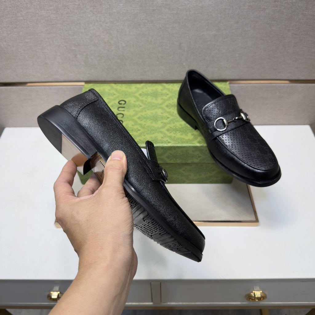 Gucci Men's Perforated Bit Loafers - Black