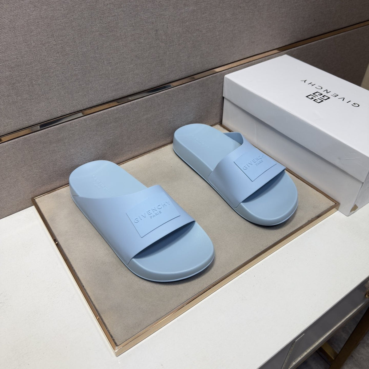 Givenchy Men's Logo Strap Slide Sandals - Contoured Footbed